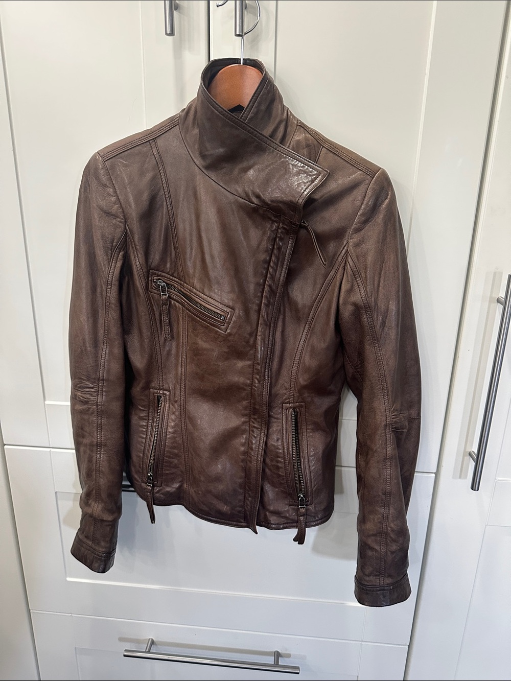 Danier Women's Brown Leather Motorcycle Jacket